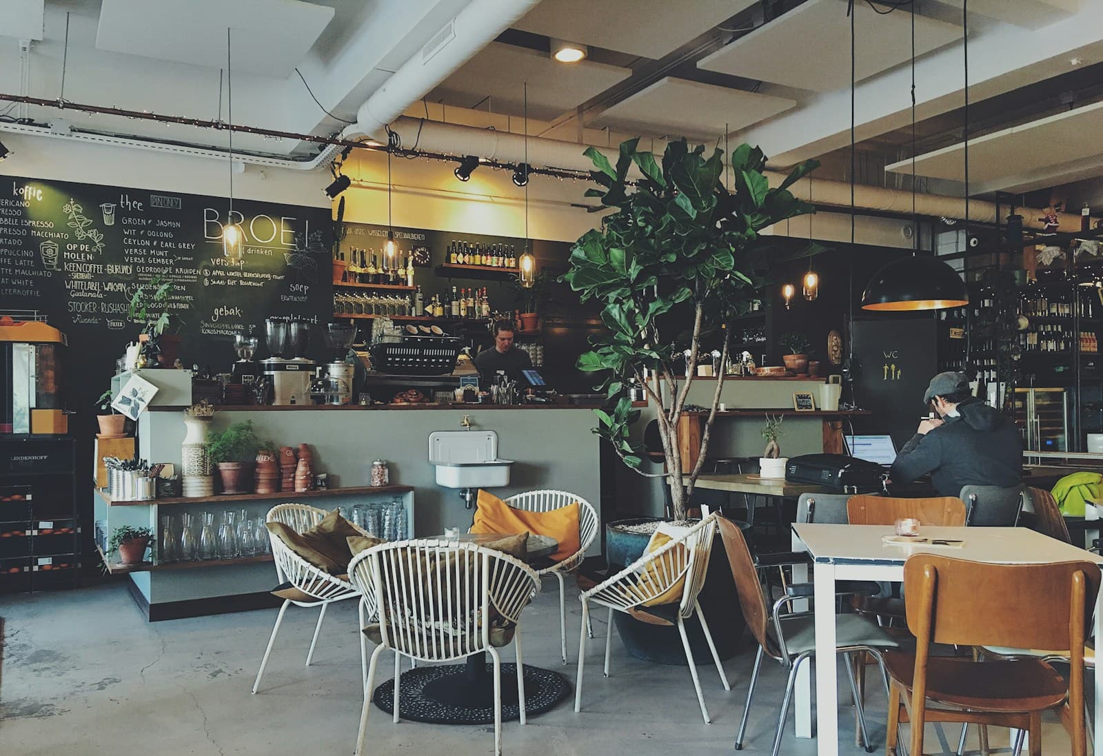 Café interior illustrating an existing camera view